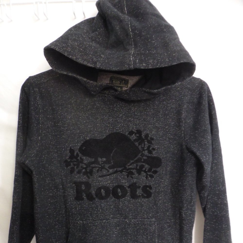 ROOTS KIDS CANADA, 9-10 years, charcoal hooded sweatshirt